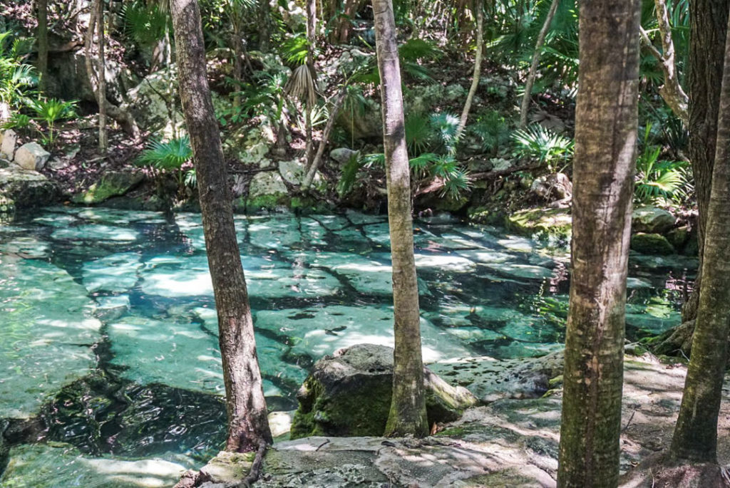 Cenote rocks you can sit and stand on to relax