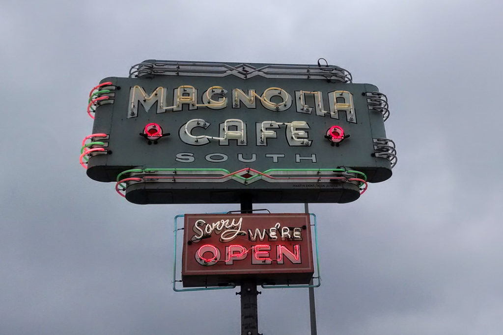 Magnolia Cafe South neon sign breakfast spot