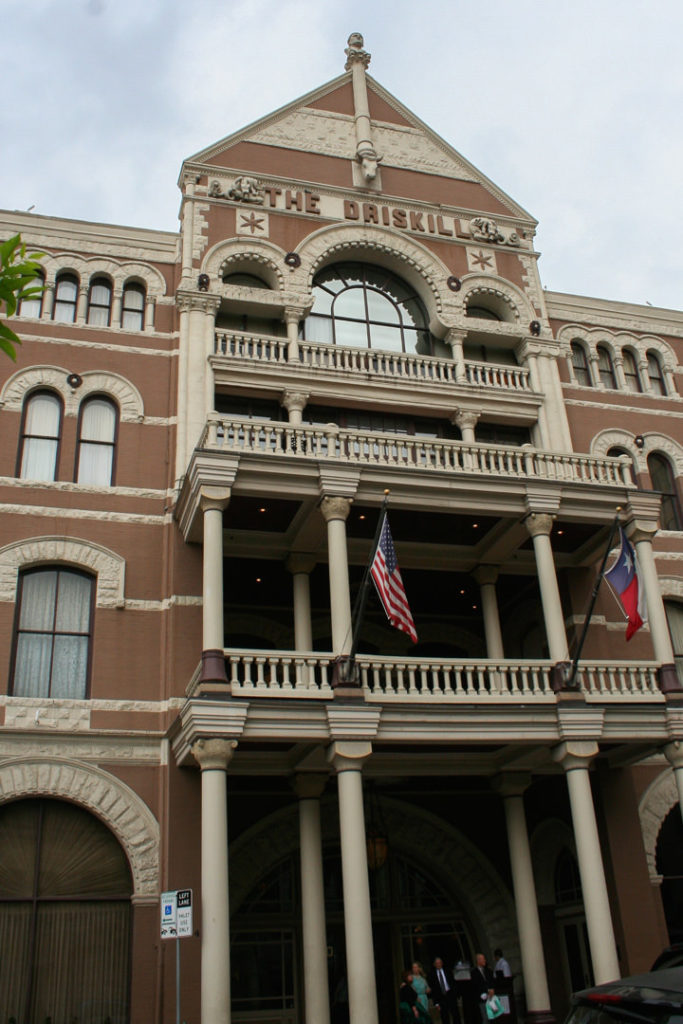 Exterior of The Diskill historic hotel in downtown Austin, TX family-friendly itinerary