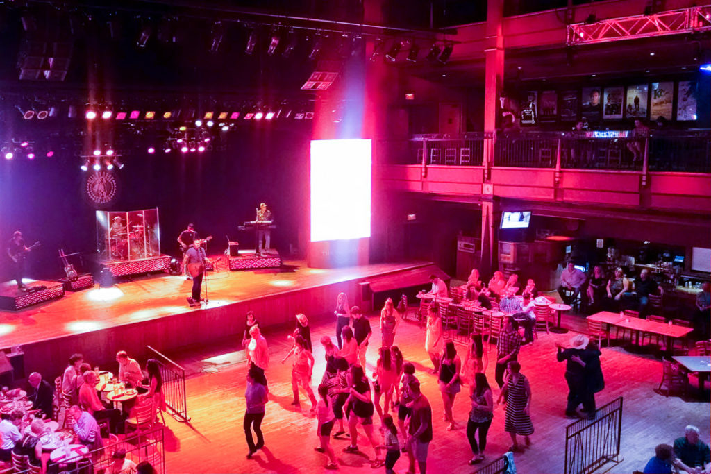 Dance floor at Wildhorse Saloon free line dancing lessons - family-friendly itinerary ideas