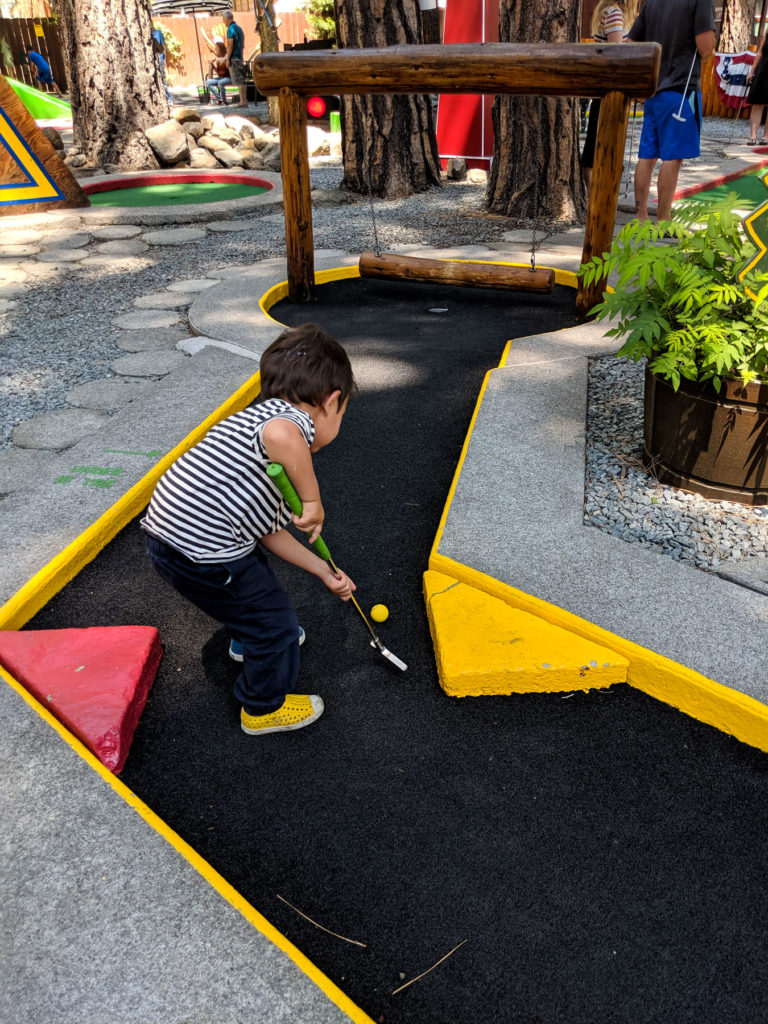 Toddler mini golf - family-friendly itinerary Lake Tahoe summer