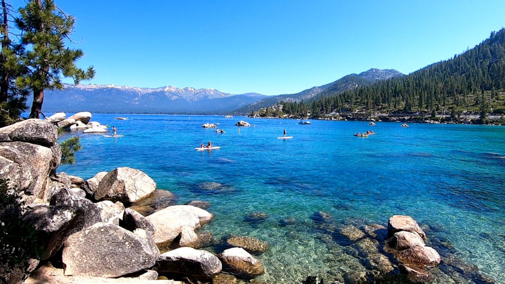 Sand Harbor Beach paddle-boarding family-friendly itinerary Lake Tahoe summer