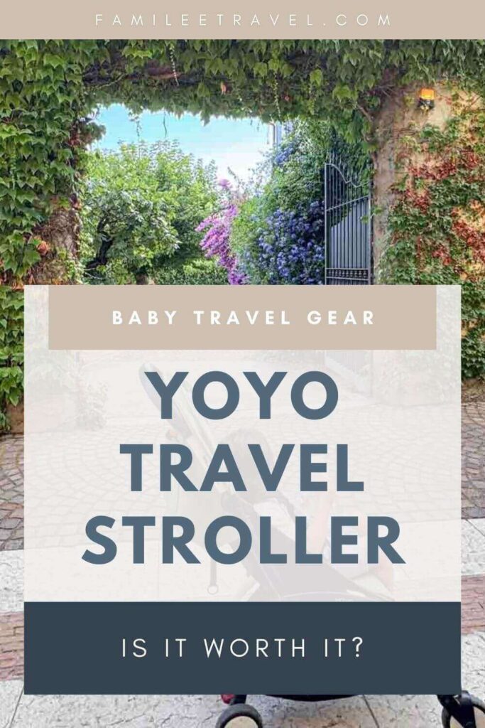 Graphic image for a babyzen yoyo stroller review featuring overlay text that reads Baby Travel Gear. Yoyo Travel Stroller. Is It Worth It? Designed as a Pinterest pin for parents researching the best travel stroller.